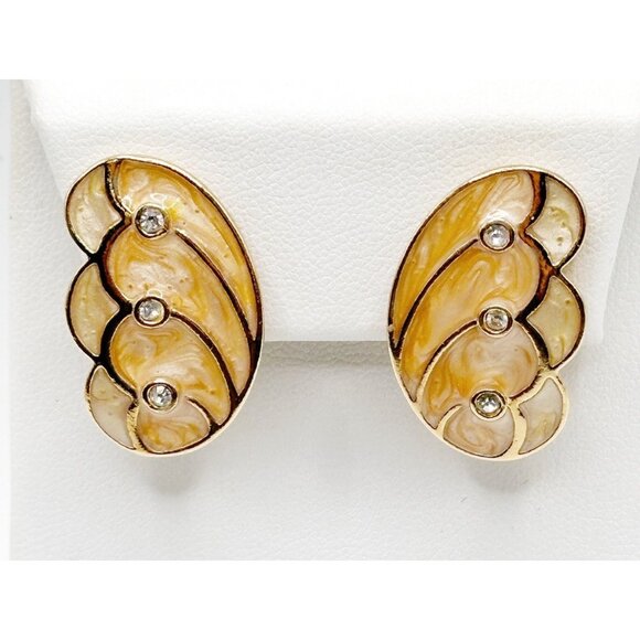 KJL Kenneth Jay Lane Avon Papillon Collection Enamel Butterfly Clip On Earrings - Picture 1 of 2